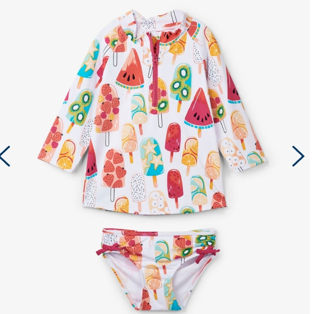 Hatley 2 piece swim rashguard set Long Sleeve bathing suit "fruity Popsicles" 3